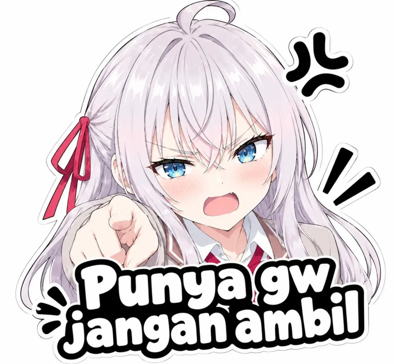 Stiker karakter dengan pesan jangan diambil