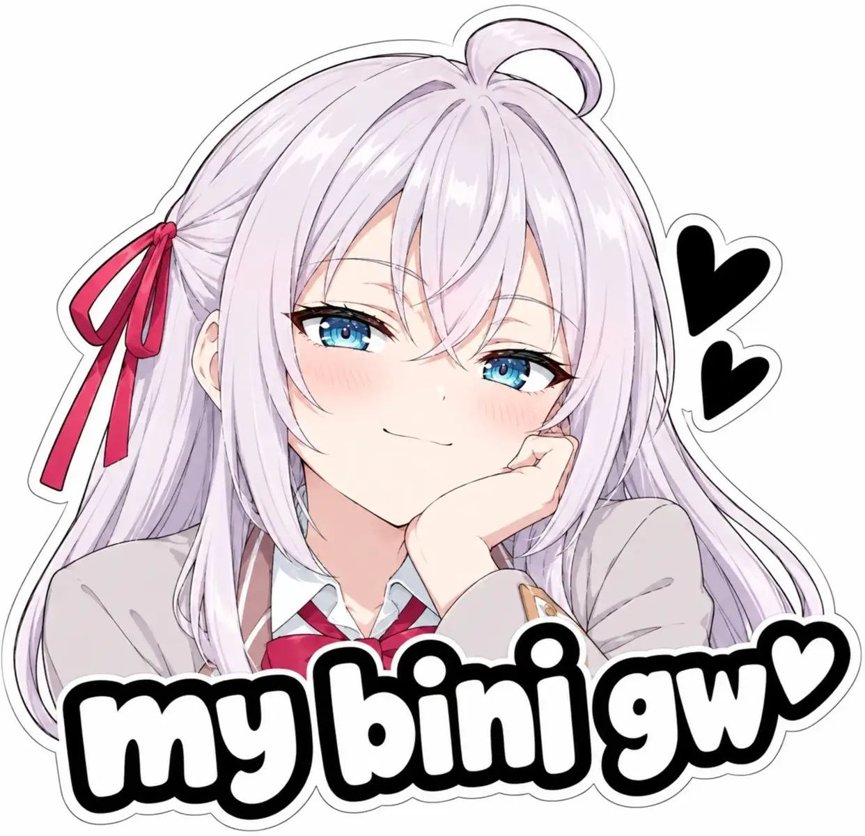 Stiker karakter dengan tulisan My binigw